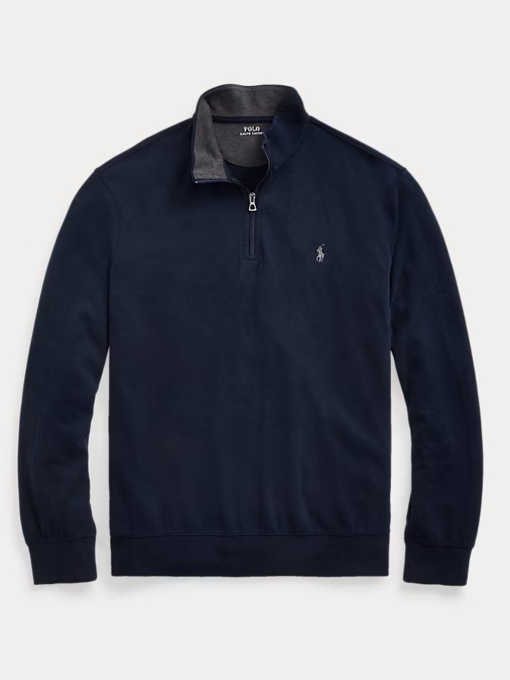 SOLD Polo Ralph Lauren Luxury Jersey Quarter-Zip Pullover Size Large Navy Blue - Picture 6 of 11